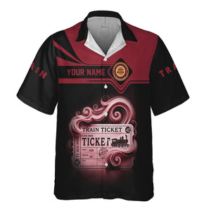 Railspirit Personalized Chicago Great Western Railroad Hawaiian Shirt Train Ticket  American Locomotive Printed Train