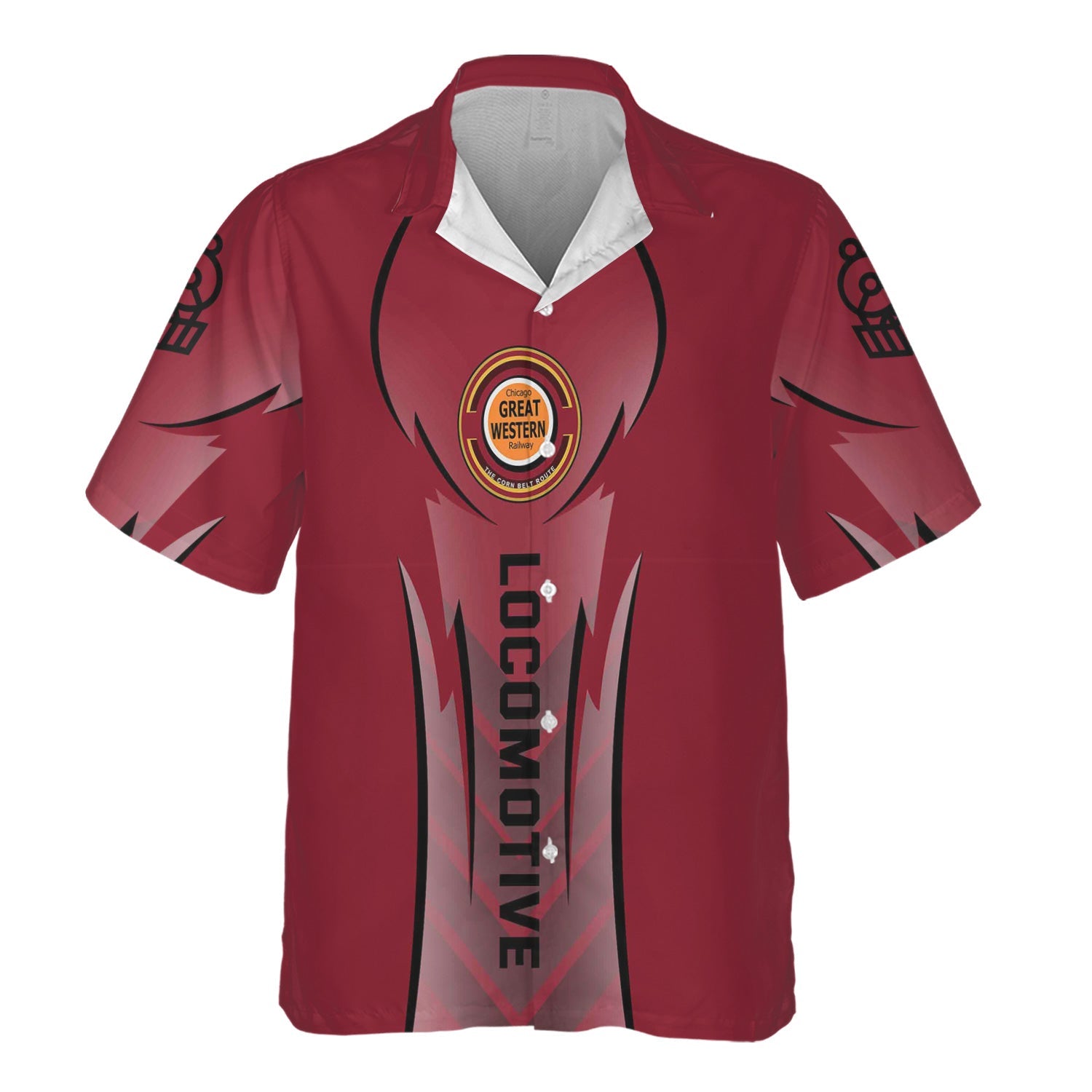 Railspirit Personalized Chicago Great Western Railroad Hawaiian Shirt Striking Line Style Train Shirt For Locomotive Lovers