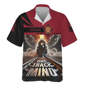 Railspirit Personalized Chicago Great Western Railroad Hawaiian Shirt One Track Mind Train Printed Shirt