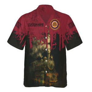 Railspirit Personalized Chicago Great Western Railroad Hawaiian Shirt Vintage Train Art Style Shirt For Locomotive Fans
