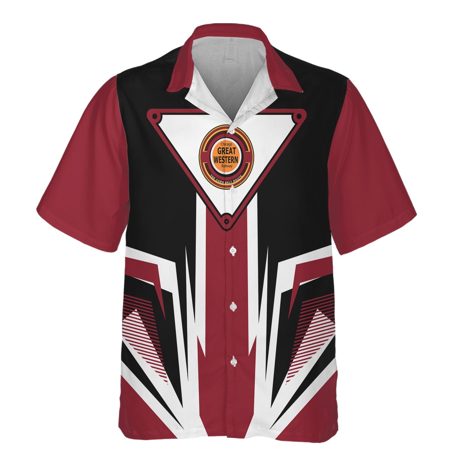 Railspirit Chicago Great Western Railroad Hawaiian Shirt Bold Graphic Style All Over Printed Shirt