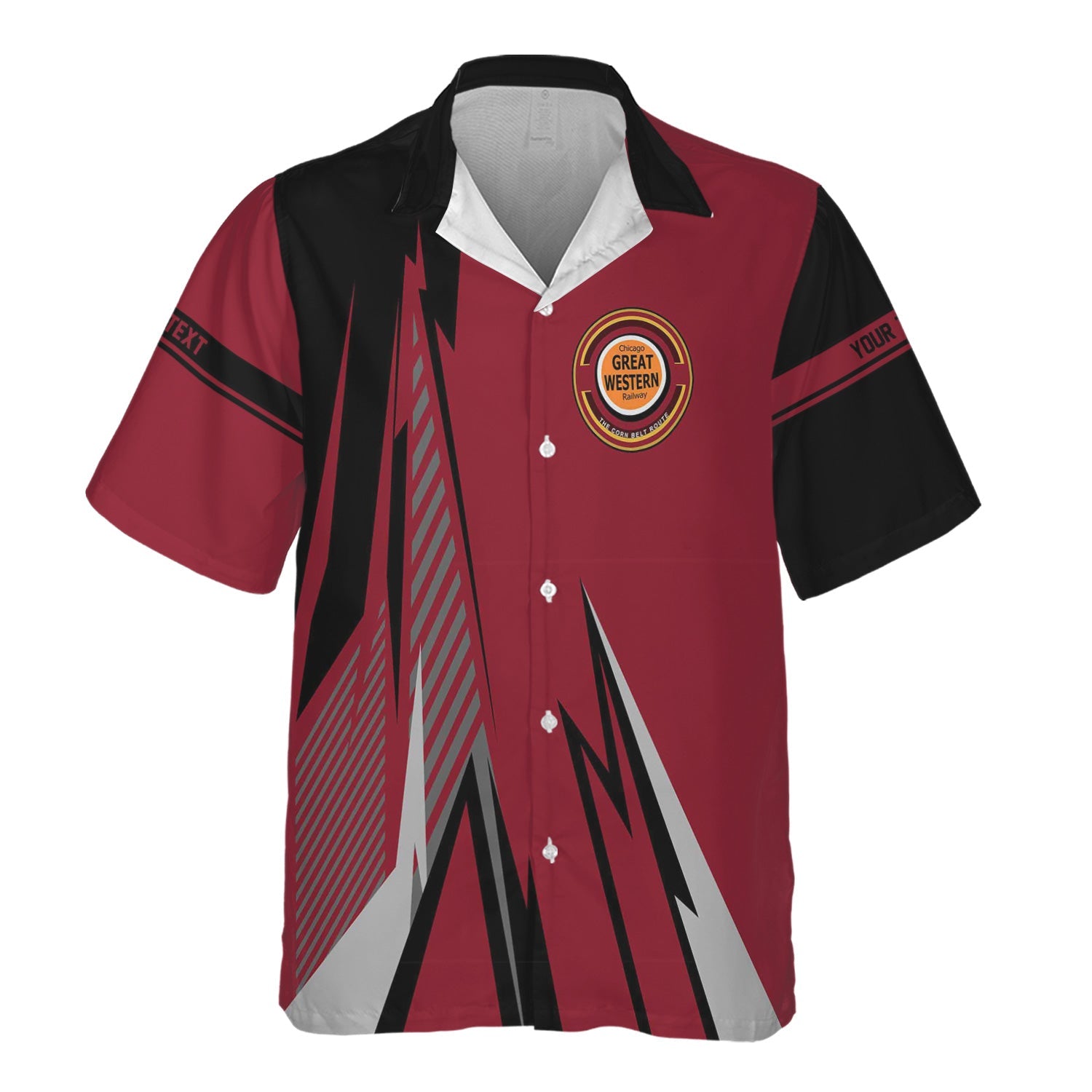 Railspirit Personalized Chicago Great Western Railroad Hawaiian Shirt Lightning-Inspired Railway Style Shirt For Train Lovers