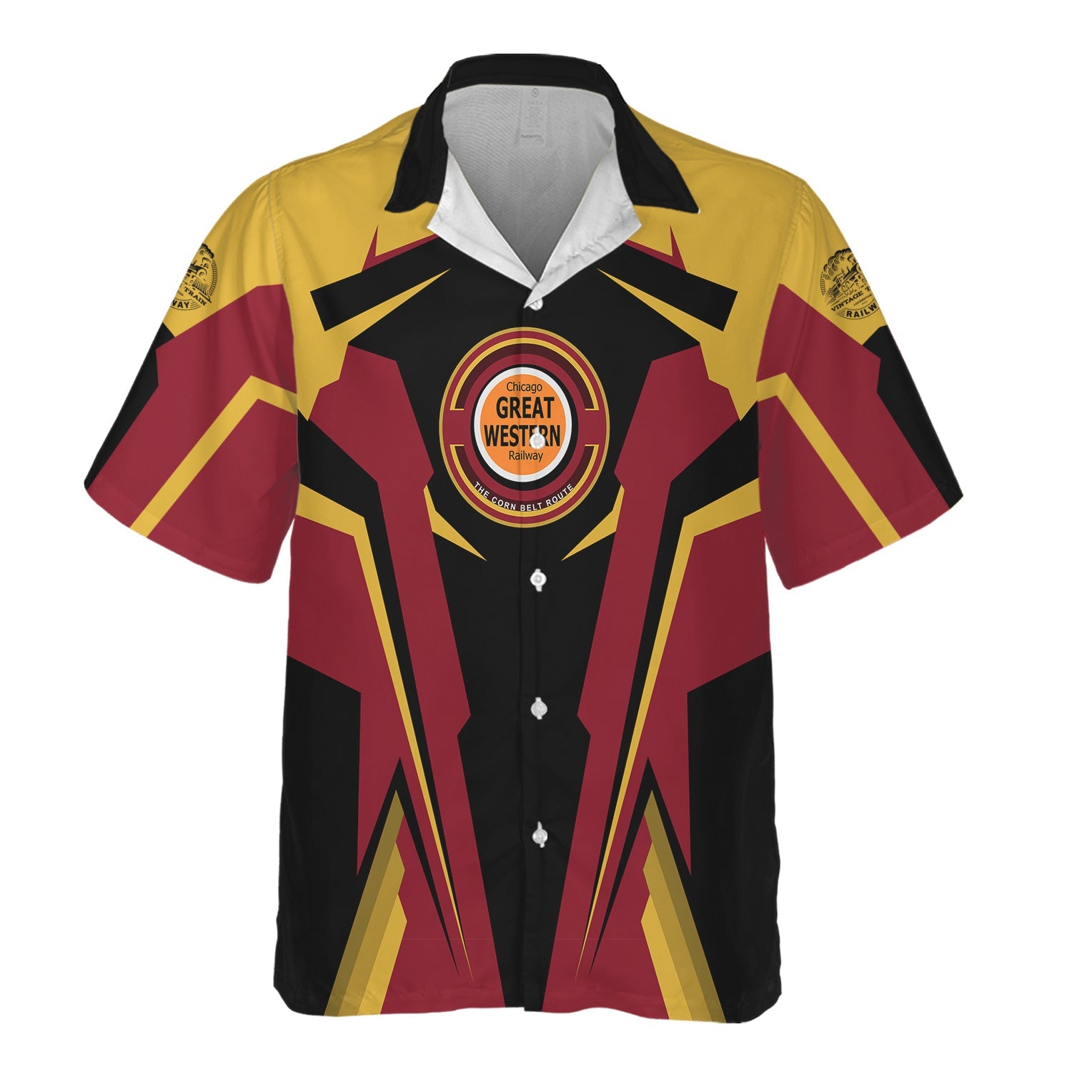 Railspirit Personalized Chicago Great Western Railroad Hawaiian Shirt Strong Line Style Train Unisex Shirt All Over Print