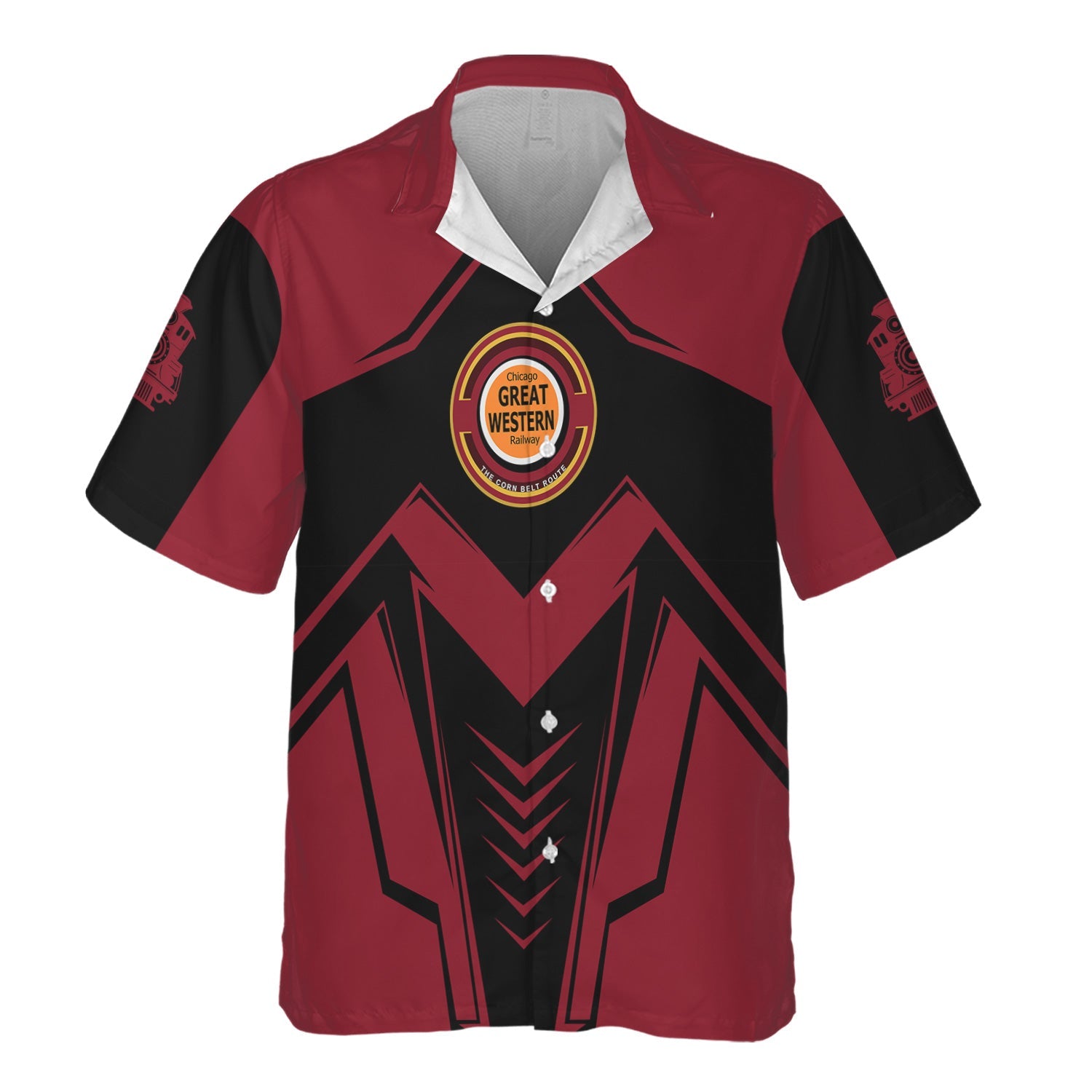 Railspirit Personalized Chicago Great Western Railroad Hawaiian Shirt Railway Trainspotter Style Shirt Gift Idea For Foamers