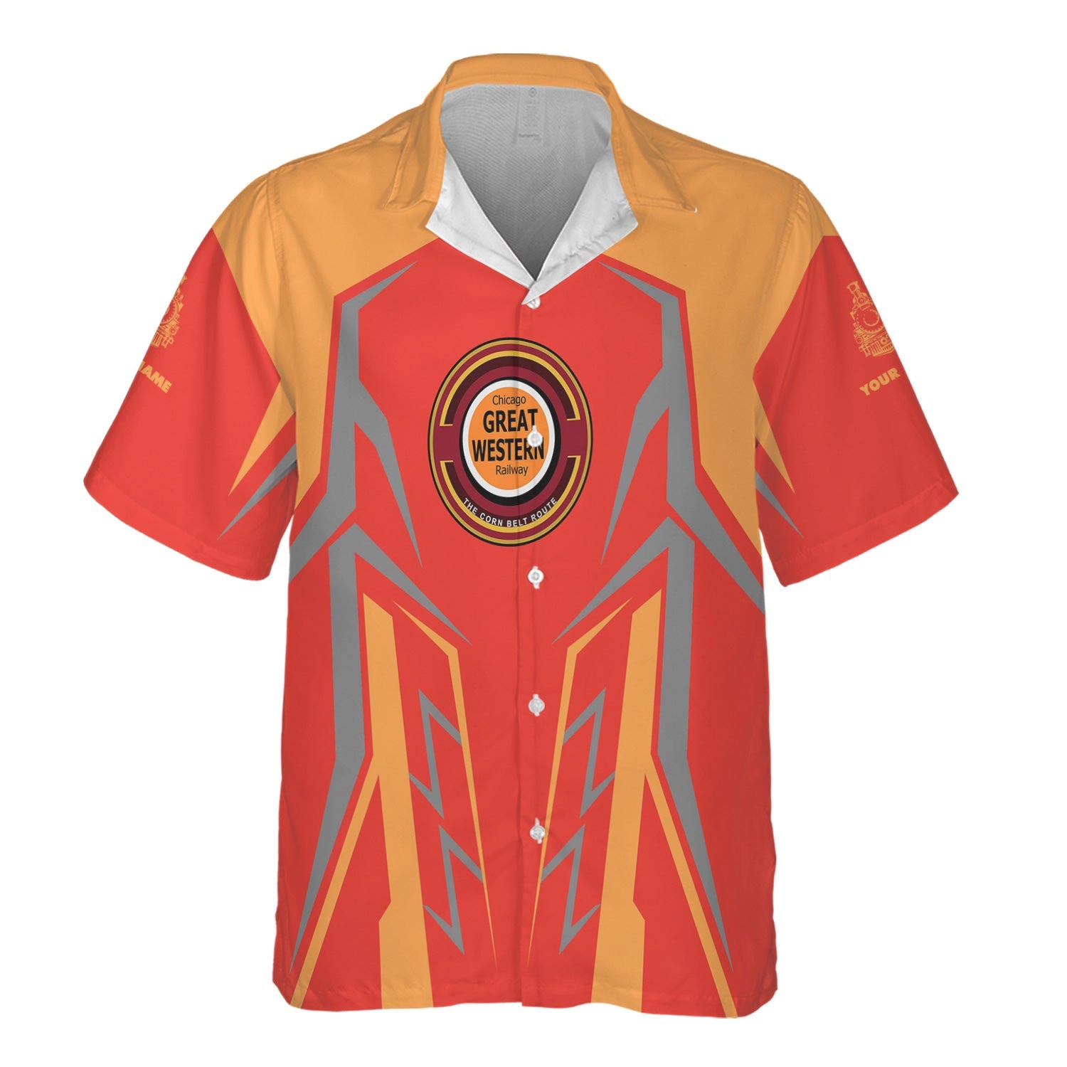 Railspirit Personalized Chicago Great Western Railroad Hawaiian Shirt Futuristic Design with Custom Job Train Shirt