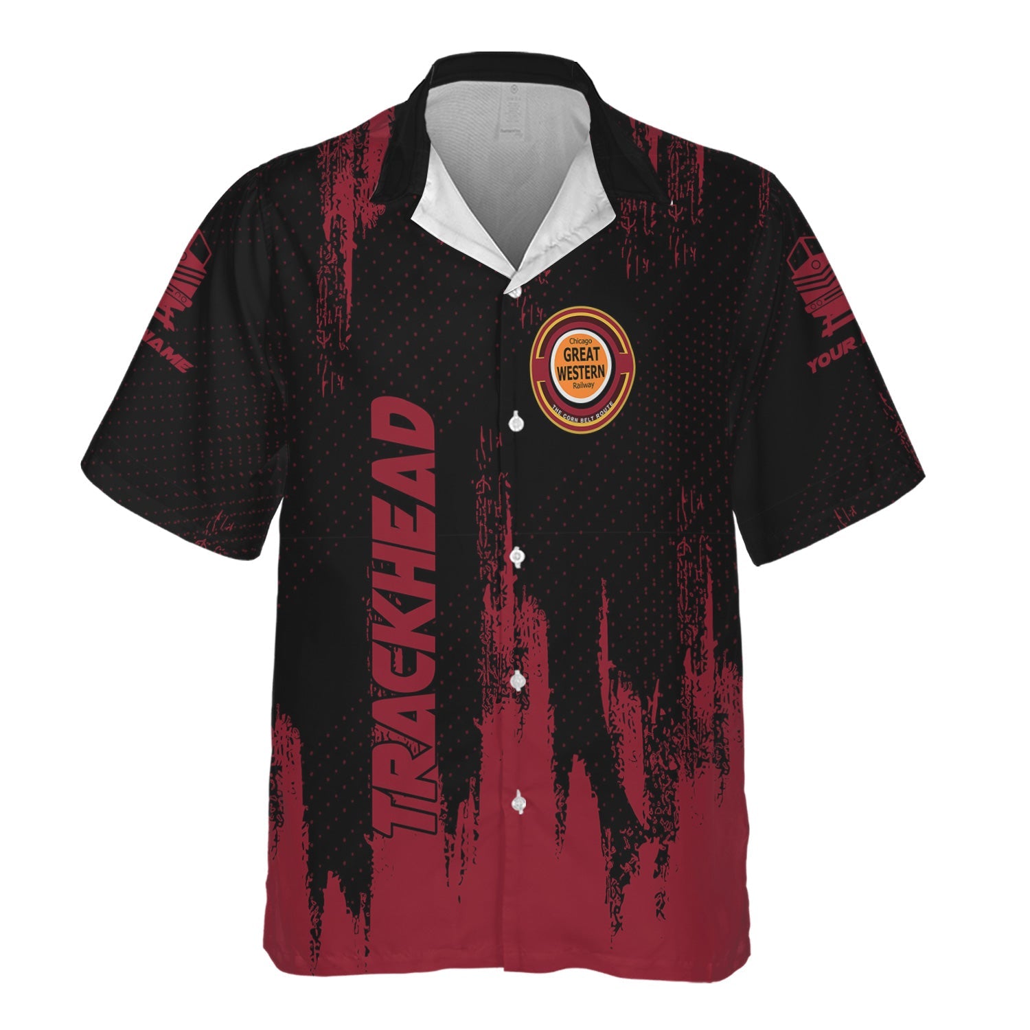 Railspirit Personalized Chicago Great Western Railroad Hawaiian Shirt Paint Impact Design Train Shirt for Trackhead