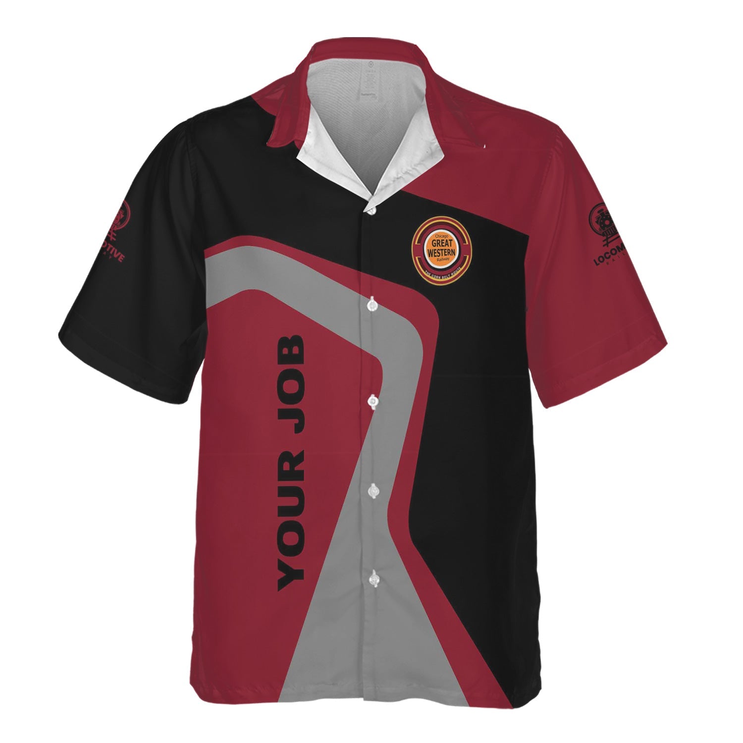 Railspirit Personalized Chicago Great Western Railroad Hawaiian Shirt Unique Design with Custom Job Position Train Shirt