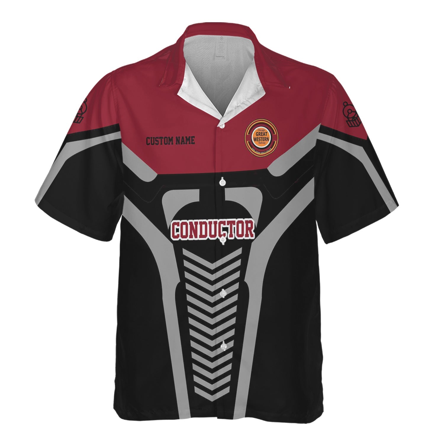 Railspirit Personalized Chicago Great Western Railroad Hawaiian Shirt Track-Inspired with Custom Job Position Train Shirt