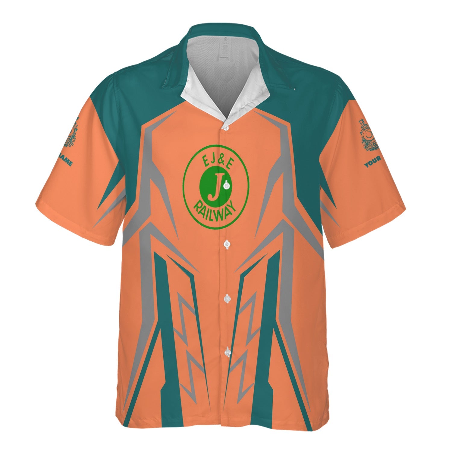 Railspirit Personalized Elgin Joliet And Eastern Railroad Hawaiian Shirt Futuristic Design with Custom Job Train Shirt