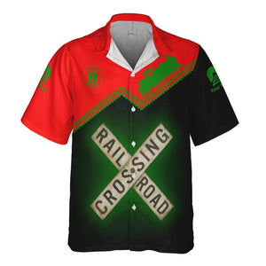 Railspirit Personalized Elgin Joliet And Eastern Railroad Hawaiian Shirt Railroad Crossing Printed Train Track Shirt