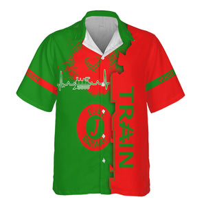 Railspirit Personalized Elgin Joliet And Eastern Railroad Hawaiian Shirt Engine Heartbeat and Track Love Style Shirt Gift Idea For Train Lovers