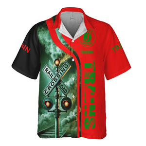 Railspirit Custom Name Elgin Joliet And Eastern Railroad Hawaiian Shirt Railroad Crossing Sign Printed Train Shirt