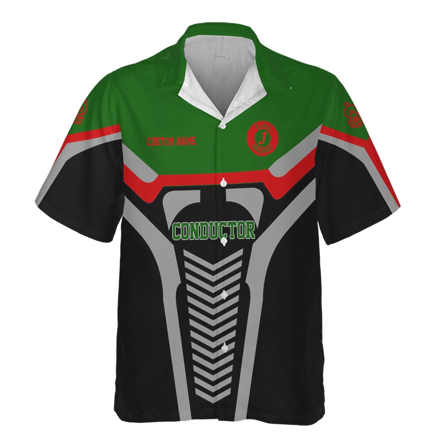 Railspirit Personalized Elgin Joliet And Eastern Railroad Hawaiian Shirt Track-Inspired with Custom Job Position Train Shirt