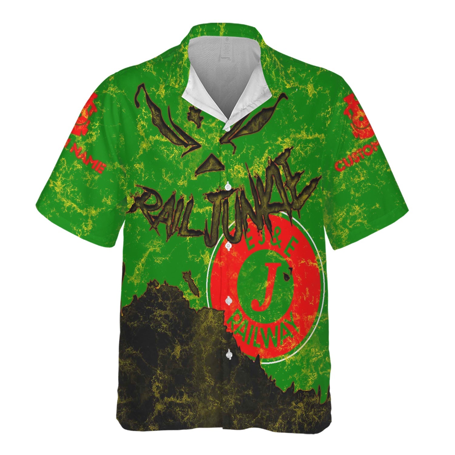 Railspirit Personalized Elgin Joliet And Eastern Railroad Hawaiian Shirt Torn Graphic Style Train Shirt For Rail Junkie