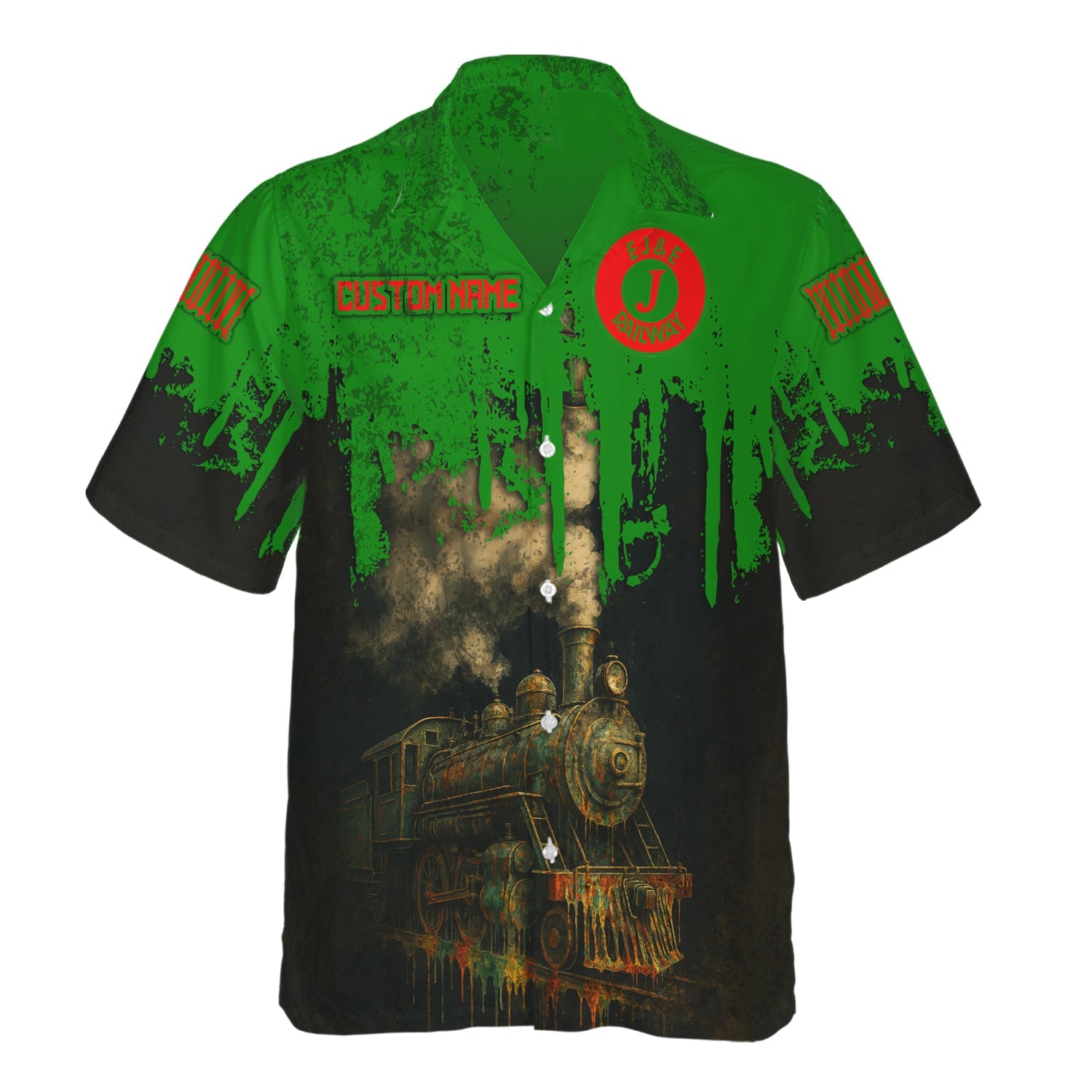 Railspirit Personalized Elgin Joliet And Eastern Railroad Hawaiian Shirt Vintage Train Art Style Shirt For Locomotive Fans