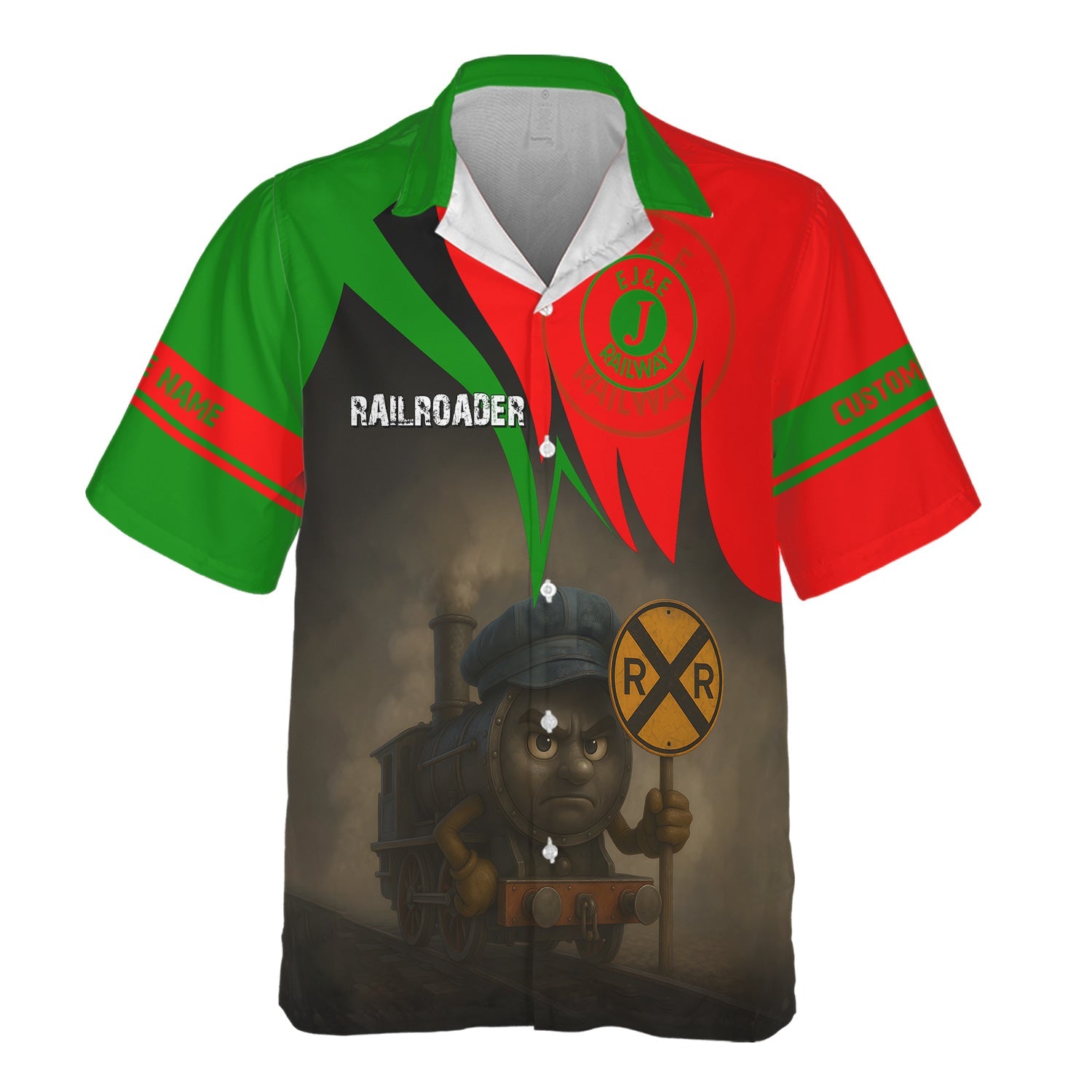 Railspirit Personalized Elgin Joliet And Eastern Railroad Hawaiian Shirt Angry Train Hawaiian Shirt Gift Idea For Train Lover