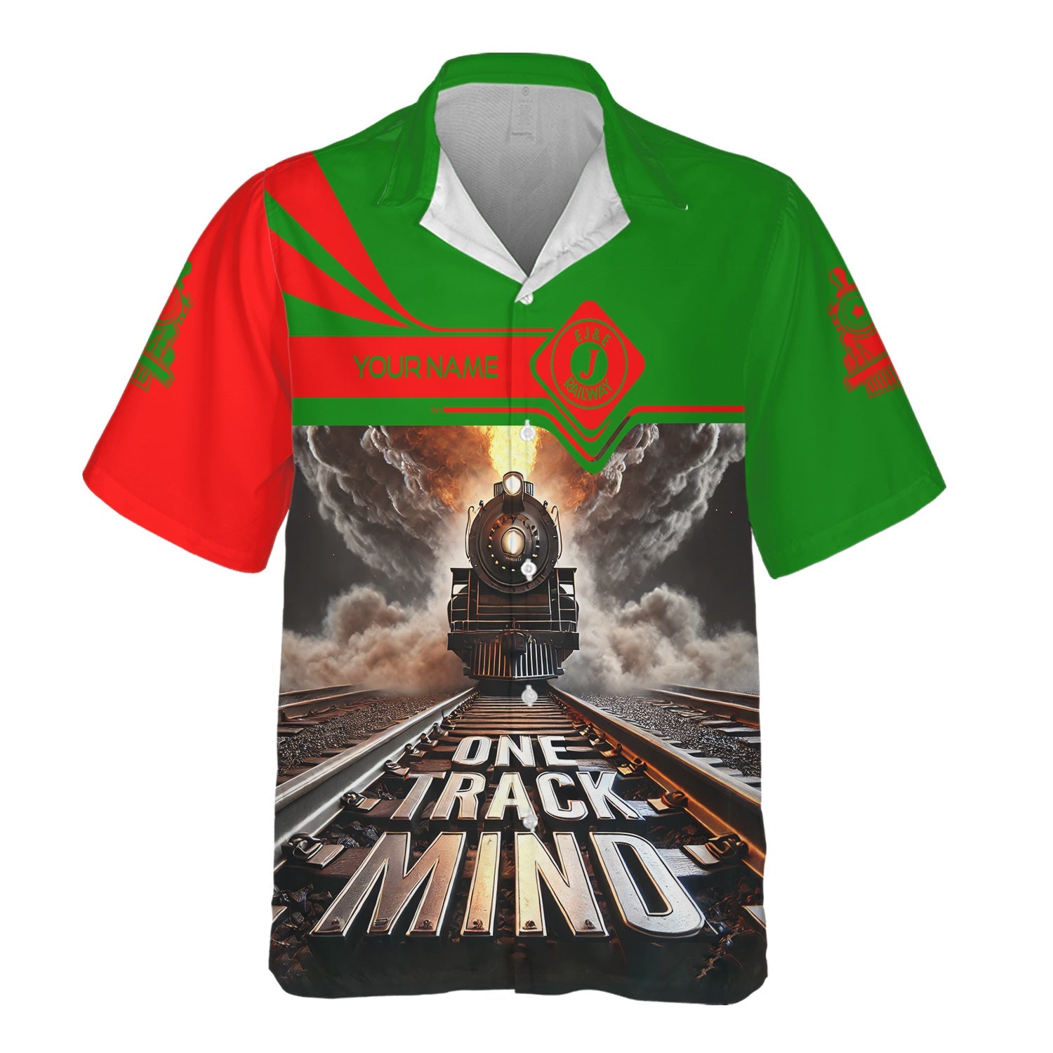 Railspirit Personalized Elgin Joliet And Eastern Railroad Hawaiian Shirt One Track Mind Train Printed Shirt