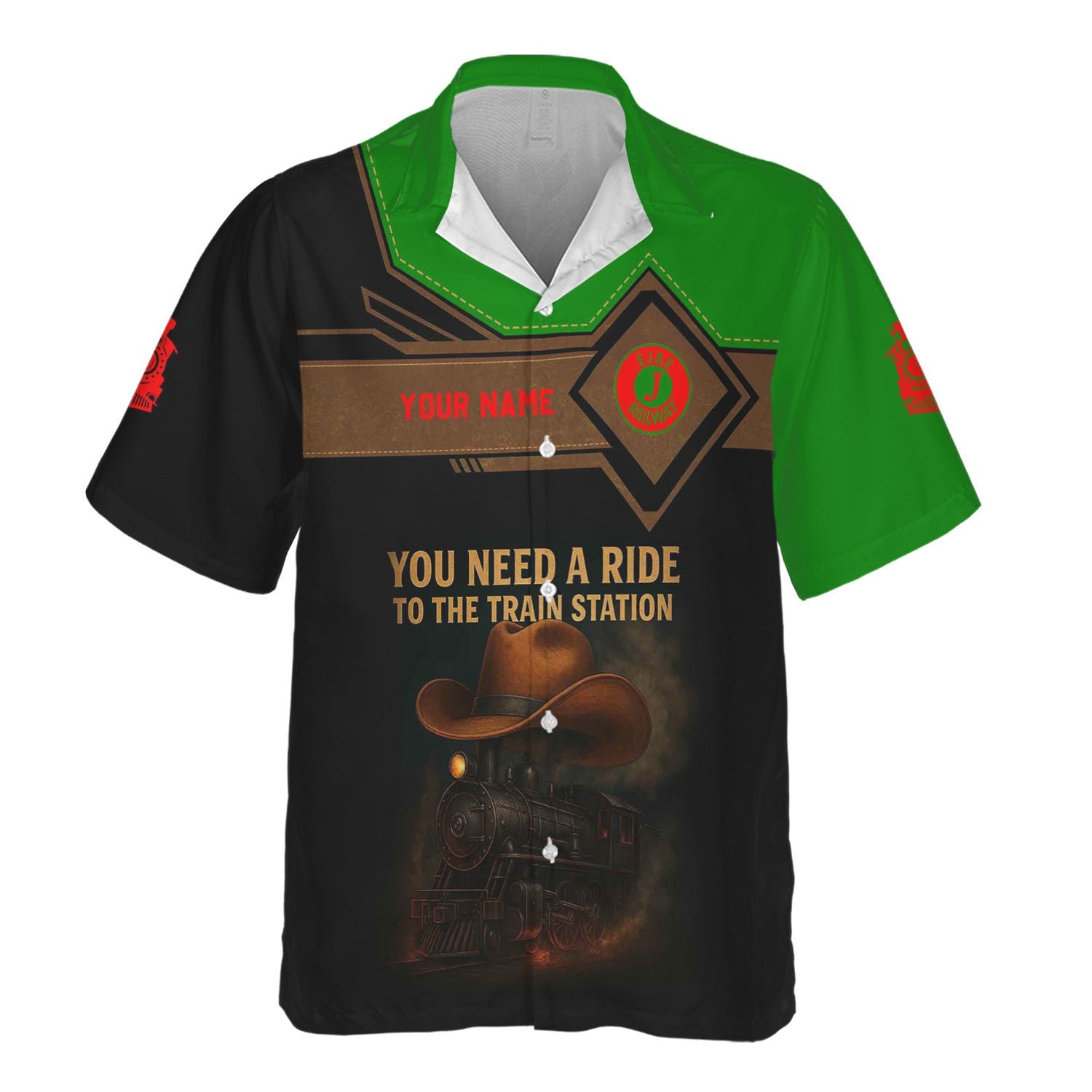 Railspirit Personalized Elgin Joliet And Eastern Railroad Hawaiian Shirt You Need A Ride To The Train Station Shirt For Train Lovers