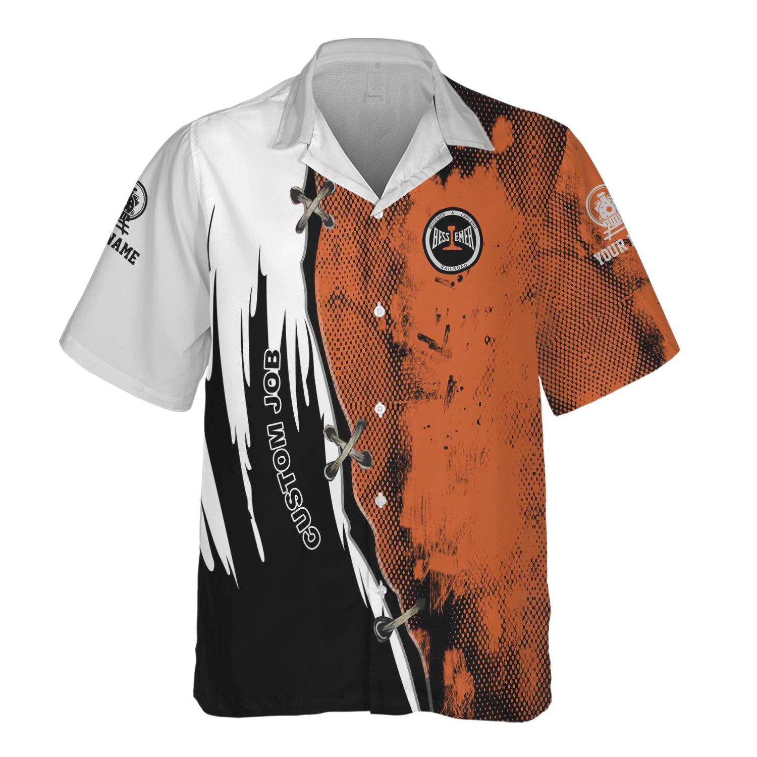 Railspirit Personalized Bessemer And Lake Erie Railroad Hawaiian Shirt Retro Stitches Design with Custom Position Train Shirt