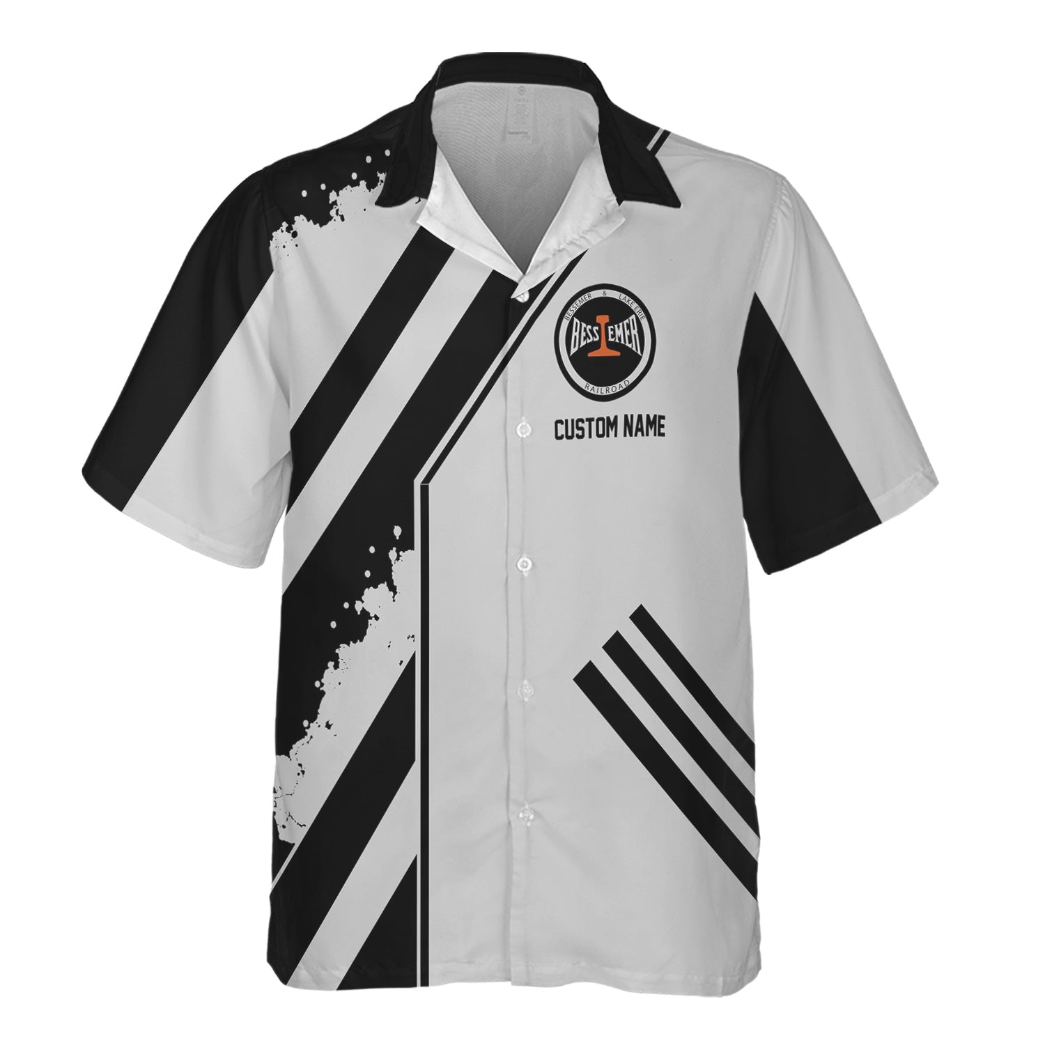 Railspirit Personalized Bessemer And Lake Erie Railroad Hawaiian Shirt Locomotive Design Train Shirt for Train Enthusiast