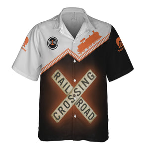 Railspirit Personalized Bessemer And Lake Erie Railroad Hawaiian Shirt Railroad Crossing Printed Train Track Shirt