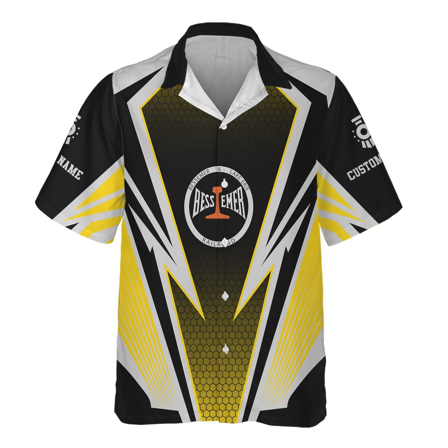 Railspirit Personalized Bessemer And Lake Erie Railroad Hawaiian Shirt Lightning Graphic Style Shirt Gift Idea For Train Lover