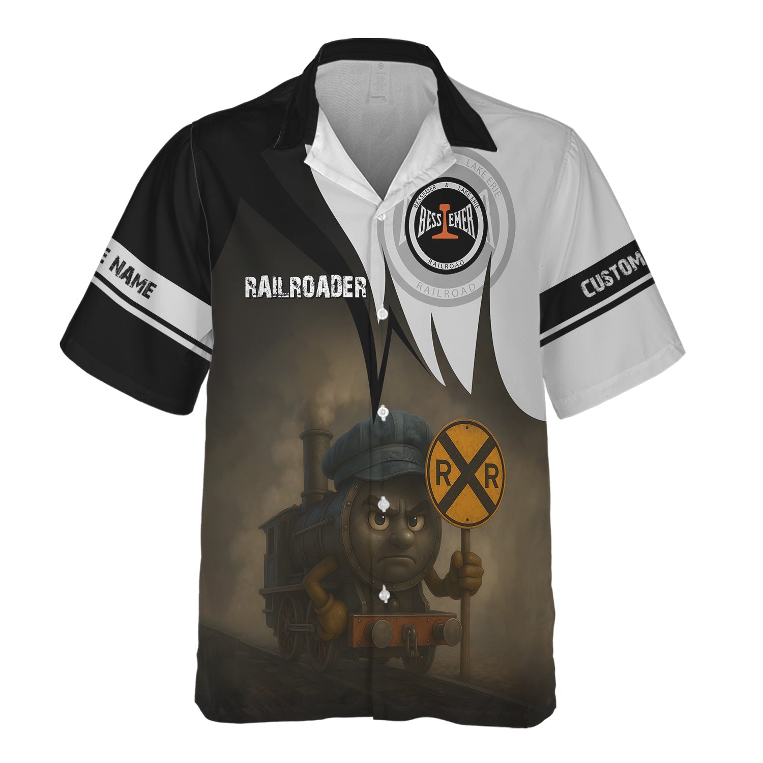 Railspirit Personalized Bessemer And Lake Erie Railroad Hawaiian Shirt Angry Train Hawaiian Shirt Gift Idea For Train Lover