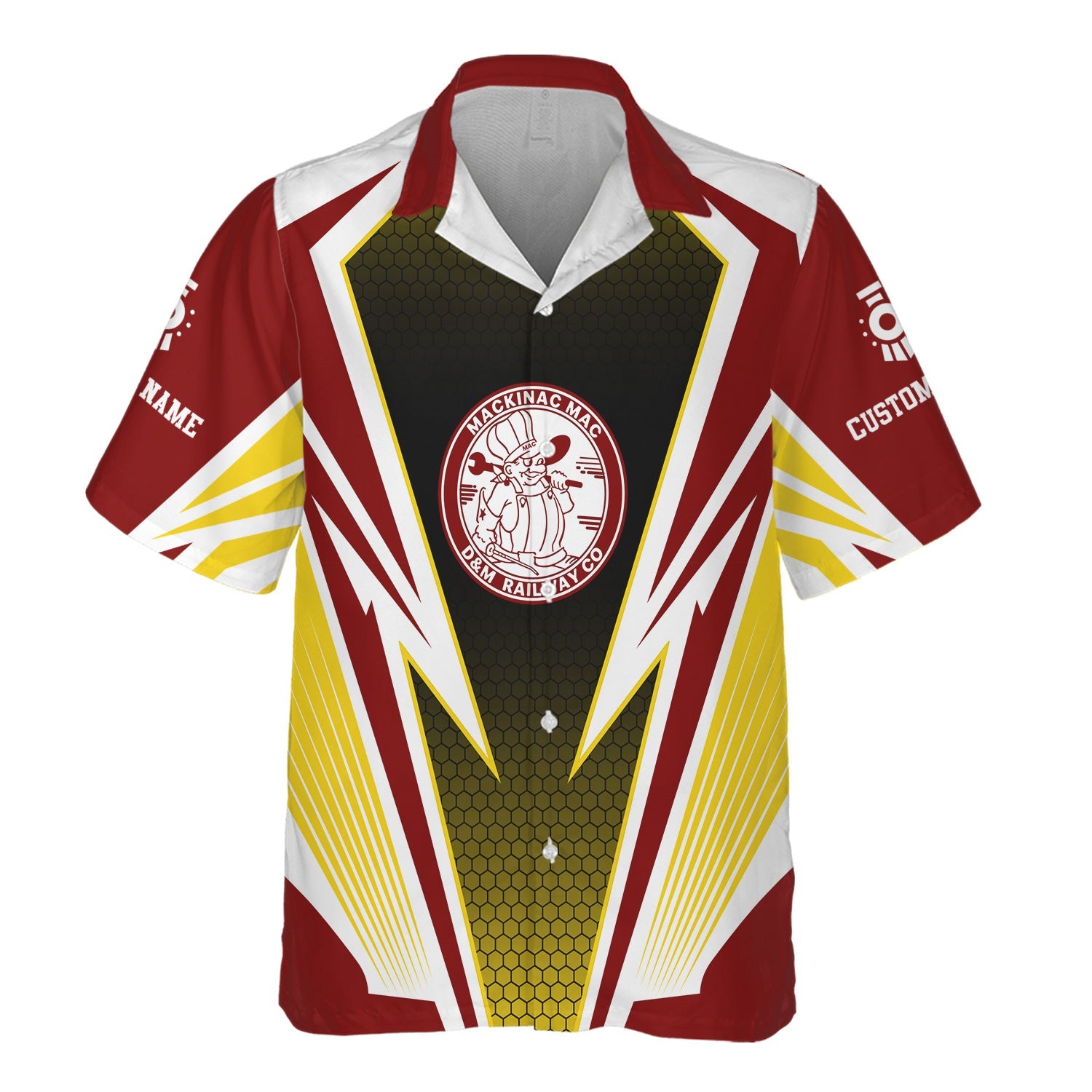 Railspirit Personalized Detroit & Mackinac Railroad Hawaiian Shirt Lightning Graphic Style Shirt Gift Idea For Train Lover