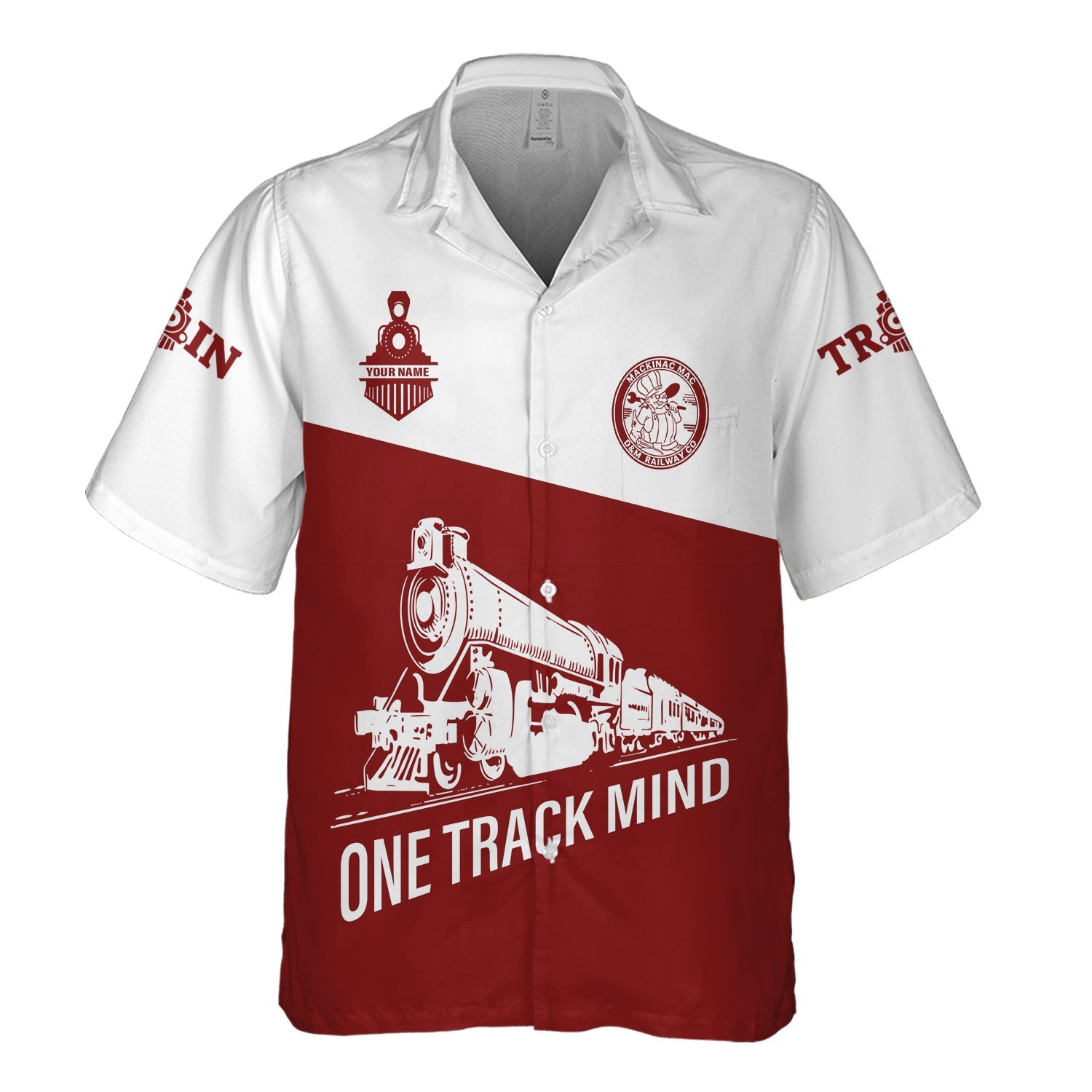 Railspirit Personalized Detroit & Mackinac Railroad Hawaiian Shirt One Track Mind Unisex Train Shirt Gift Idea For Train Lover