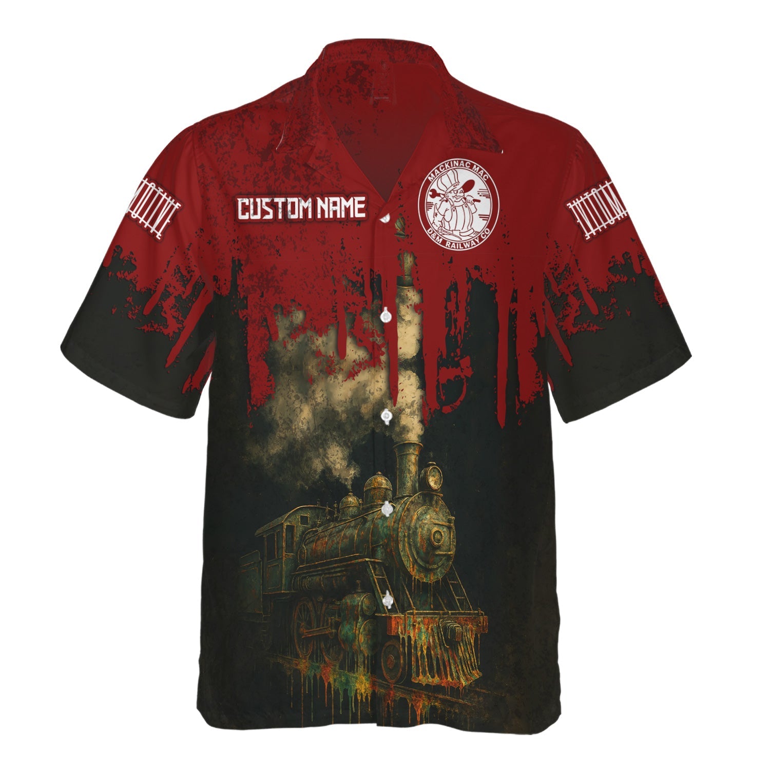 Railspirit Personalized Detroit & Mackinac Railroad Hawaiian Shirt Vintage Train Art Style Shirt For Locomotive Fans