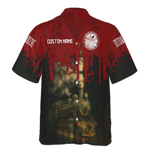 Railspirit Personalized Detroit & Mackinac Railroad Hawaiian Shirt Vintage Train Art Style Shirt For Locomotive Fans