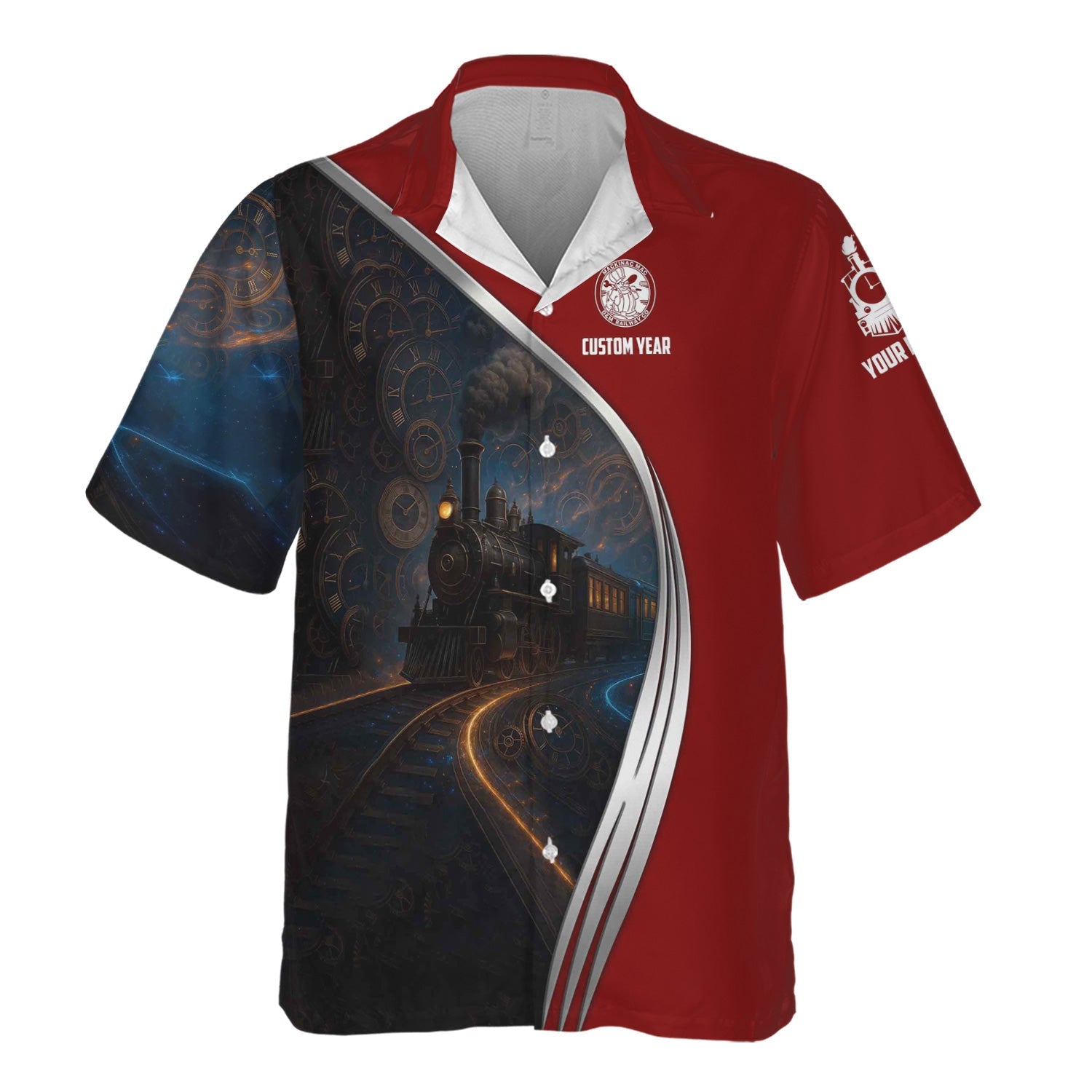 Railspirit Personalized Detroit & Mackinac Railroad Hawaiian Shirt Steampunk Locomotive with Custom Year Train Shirt