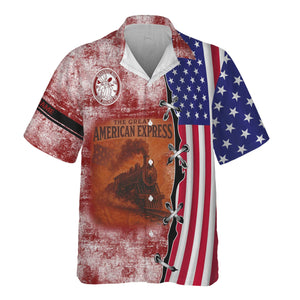 Railspirit Personalized Detroit & Mackinac Railroad Hawaiian Shirt Retro American Express Train With USA Flag Shirt