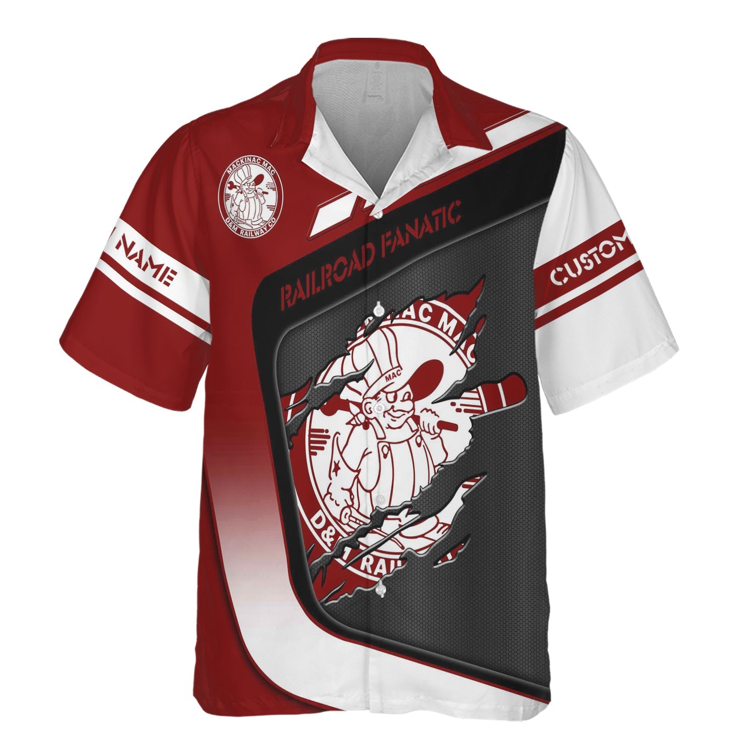 Railspirit Personalized Detroit & Mackinac Railroad Hawaiian Shirt Ripped Texture Style Train Shirt For Railroad Fanatic