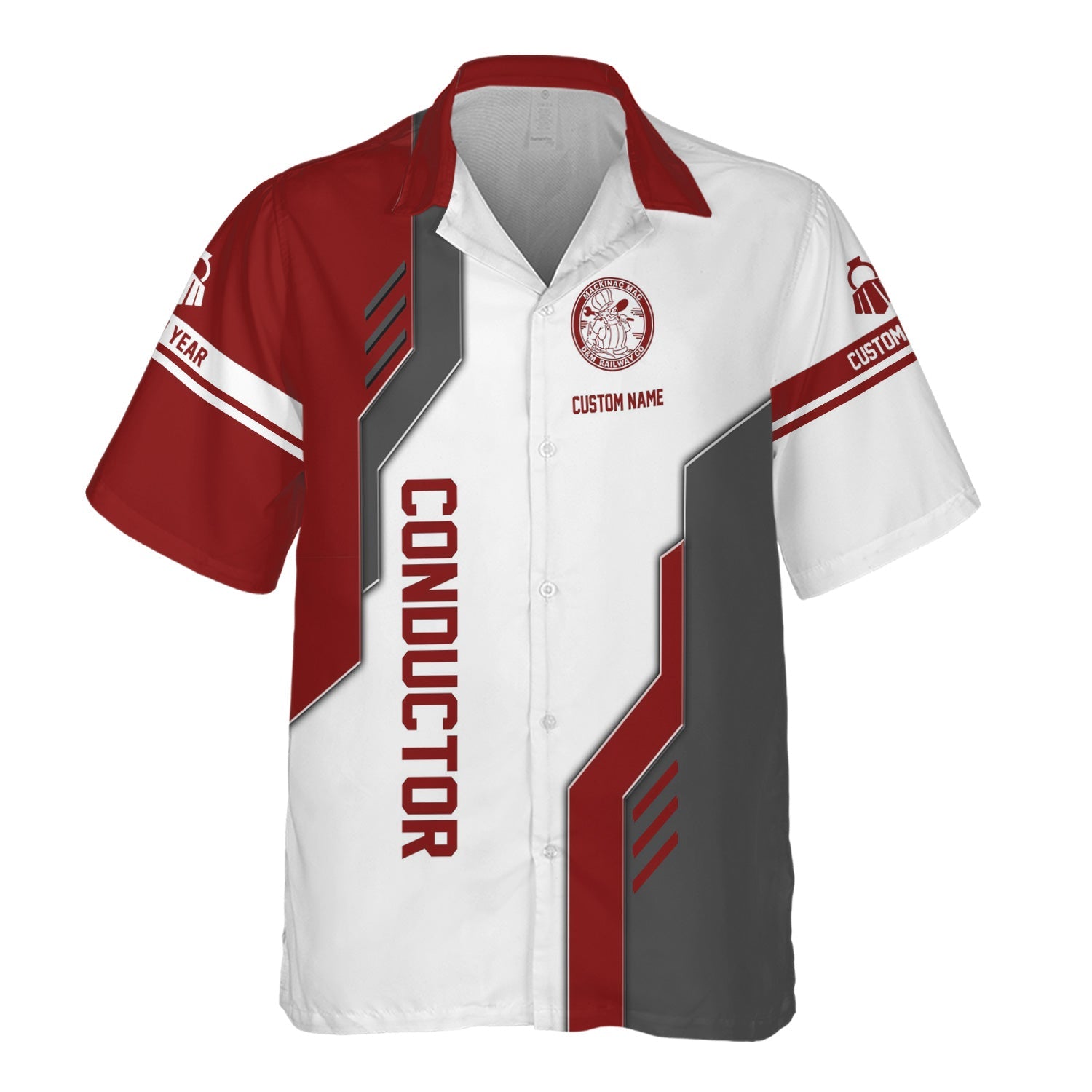 Railspirit Personalized Detroit & Mackinac Railroad Hawaiian Shirt Unique Railway Style with Custom Job Train Shirt