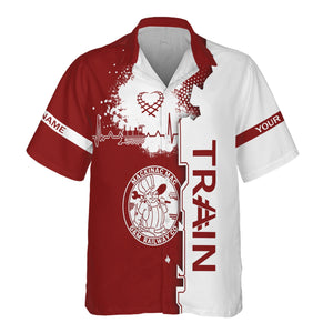 Railspirit Personalized Detroit & Mackinac Railroad Hawaiian Shirt Engine Heartbeat and Track Love Style Shirt Gift Idea For Train Lovers