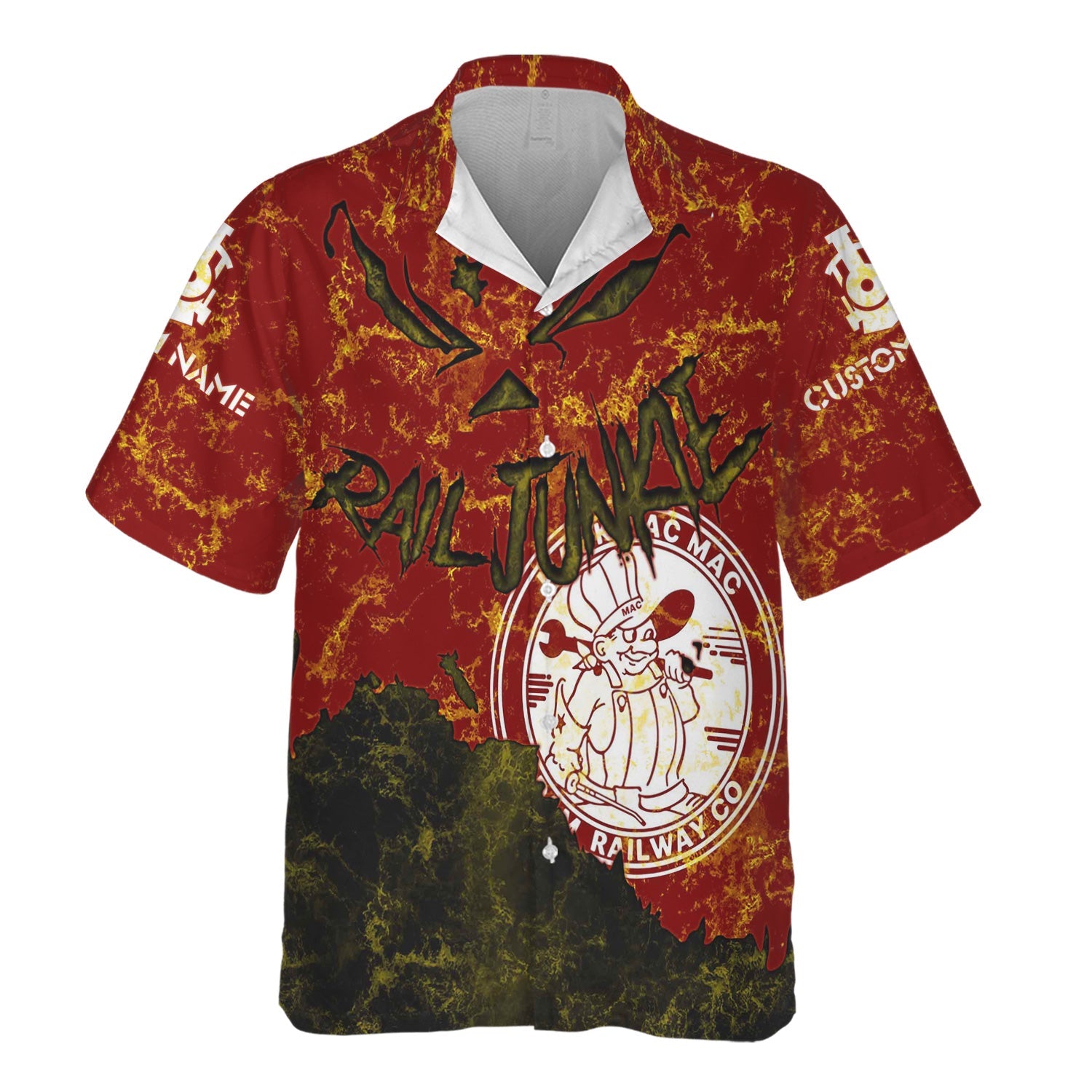 Railspirit Personalized Detroit & Mackinac Railroad Hawaiian Shirt Torn Graphic Style Train Shirt For Rail Junkie