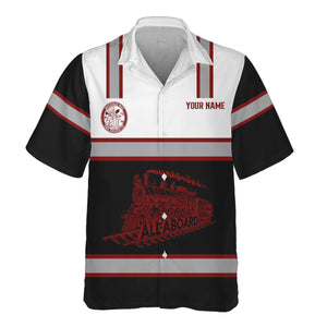 Railspirit Custom Name Detroit & Mackinac Railroad Hawaiian Shirt Eat Train Sleep Repeat Printed Train Shirt