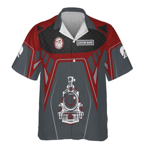 Railspirit Personalized Detroit & Mackinac Railroad Hawaiian Shirt Steam Locomotive Engine Graphic Train Shirt All Over Print