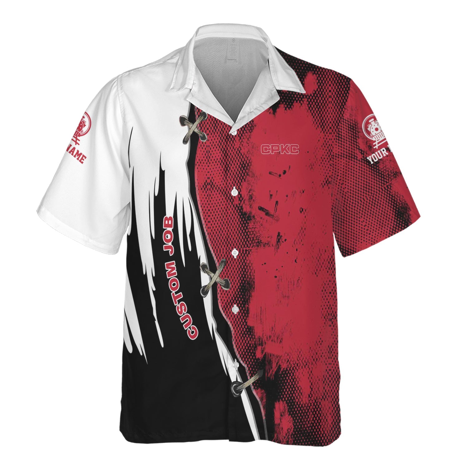 Railspirit Personalized Canadian Pacific Kansas City Hawaiian Shirt Retro Stitches Design with Custom Position CPKC Train Shirt