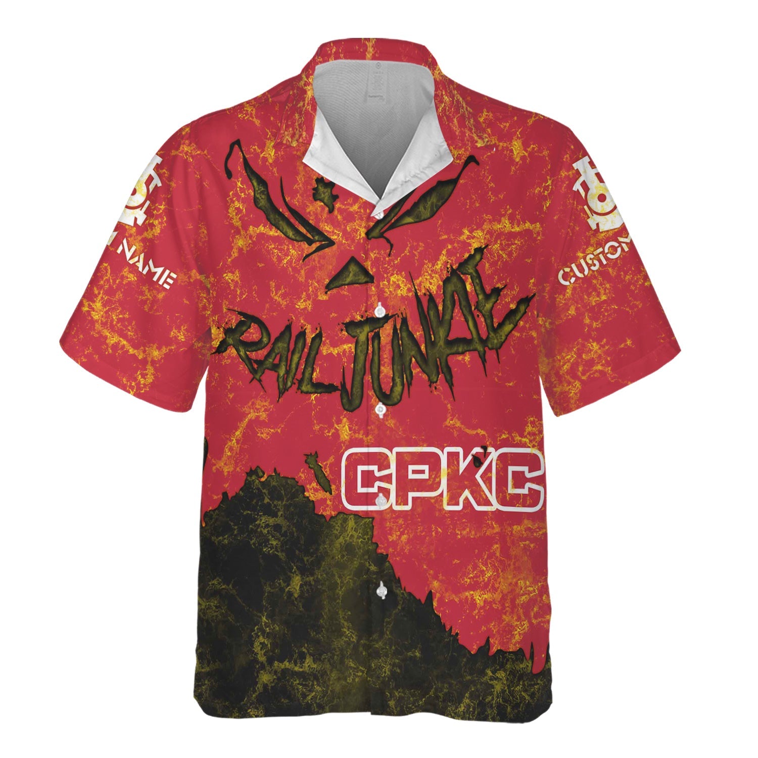 Railspirit Personalized Canadian Pacific Kansas City Hawaiian Shirt Torn Graphic Style CPKC Train Shirt For Rail Junkie