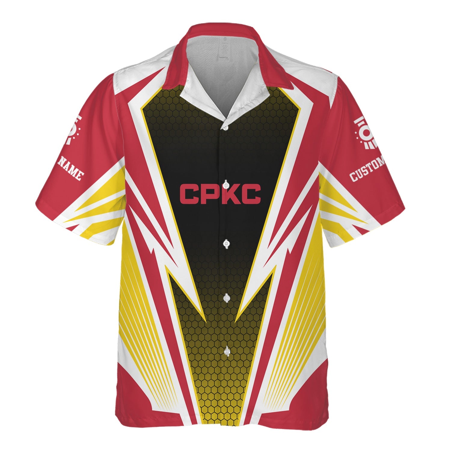 Railspirit Personalized Canadian Pacific Kansas City Hawaiian Shirt Lightning Graphic Style CPKC Shirt Gift Idea For Train Lover