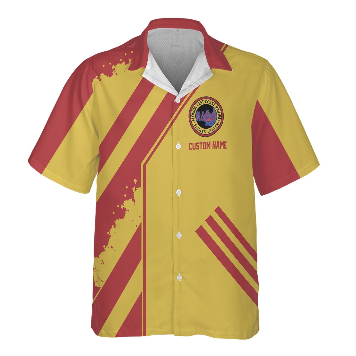 Railspirit Personalized Florida East Coast Railway Hawaiian Shirt Locomotive Design Train Shirt for Train Enthusiast