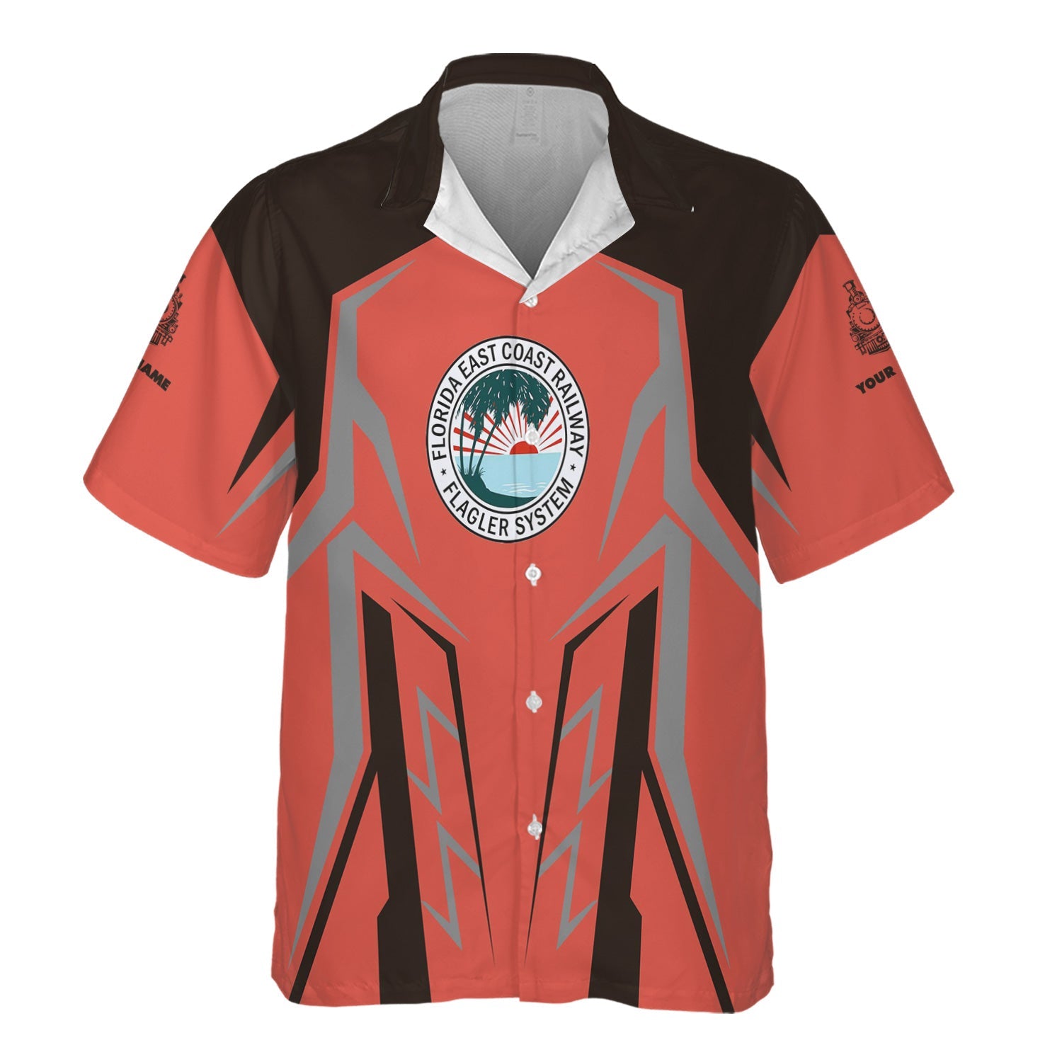 Railspirit Personalized Florida East Coast Railway Hawaiian Shirt Futuristic Design with Custom Job Train Shirt