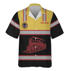 Railspirit Custom Name Florida East Coast Railway Hawaiian Shirt Eat Train Sleep Repeat Printed Train Shirt
