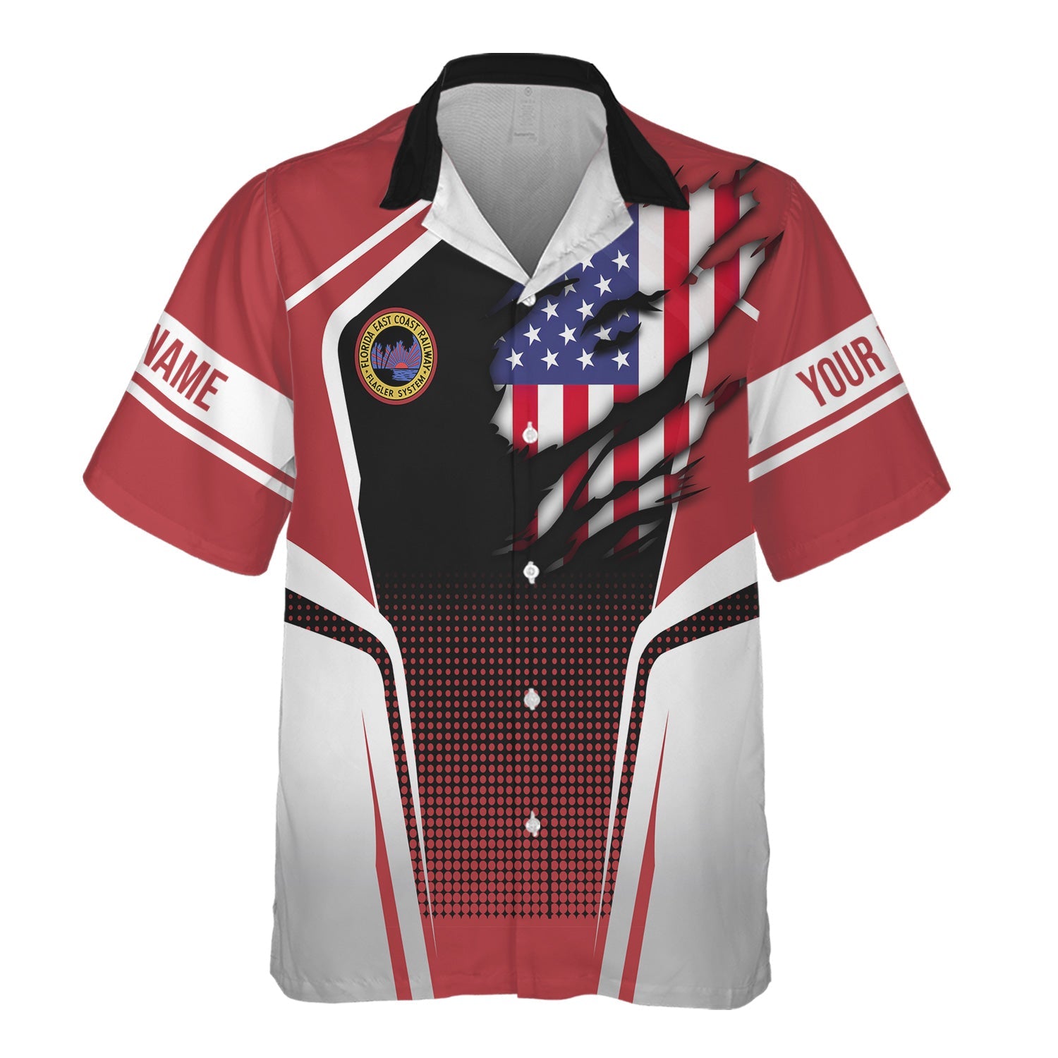 Railspirit Personalized Florida East Coast Railway Hawaiian Shirt American Eagle Vintage Train Shirt