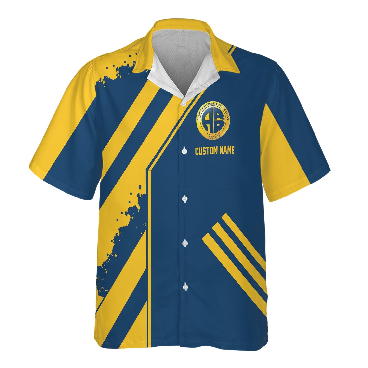 Railspirit Personalized Alaska Railroad Hawaiian Shirt Locomotive Design Train Shirt for Train Enthusiast