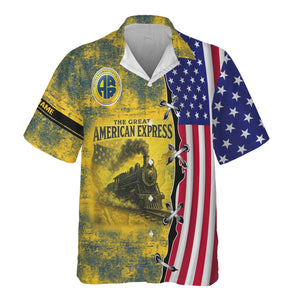 Railspirit Personalized Alaska Railroad Hawaiian Shirt Retro American Express Train With USA Flag Shirt