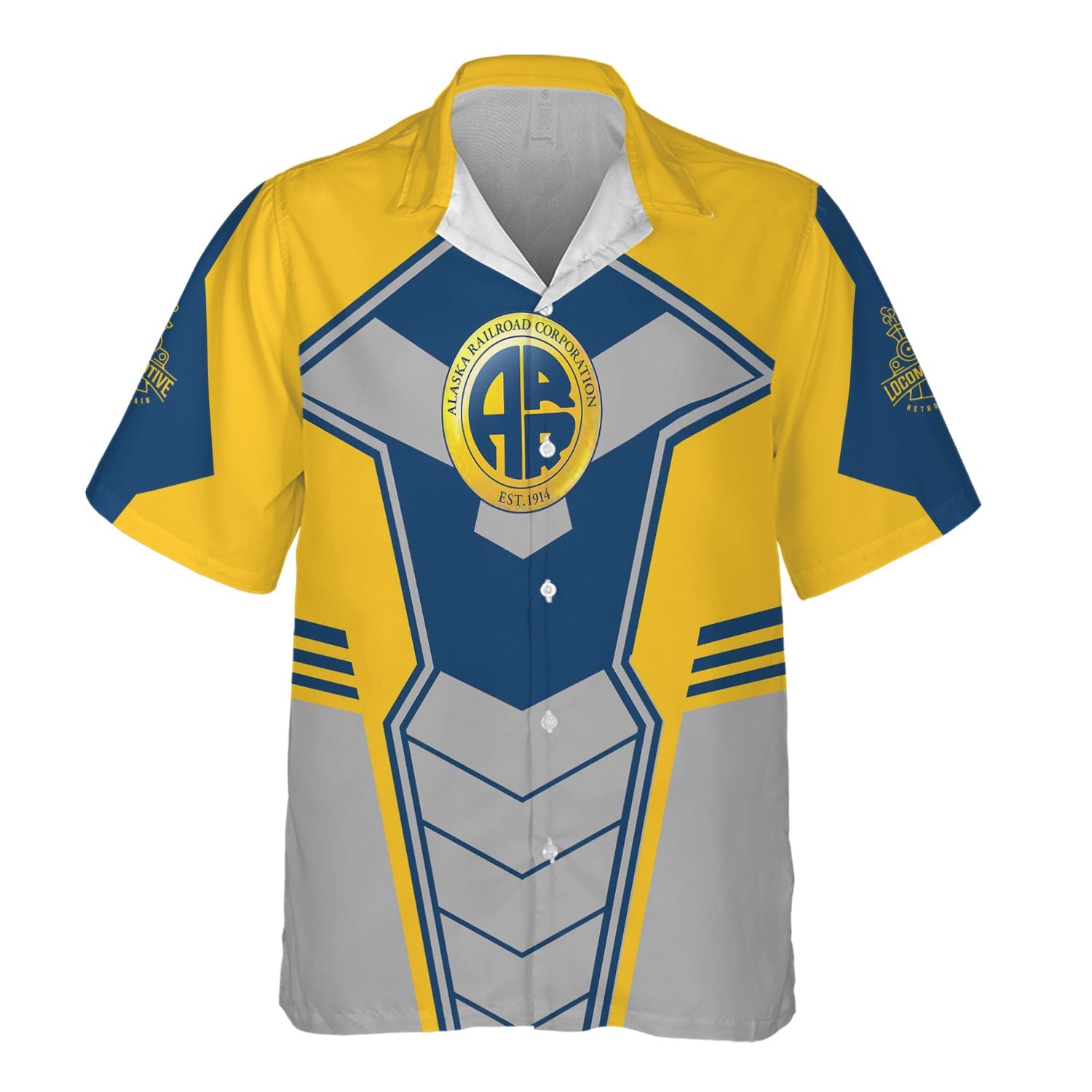 Railspirit Personalized Alaska Railroad Hawaiian Shirt Engine-Inspired Style Train Shirt for Railroad Fanatic