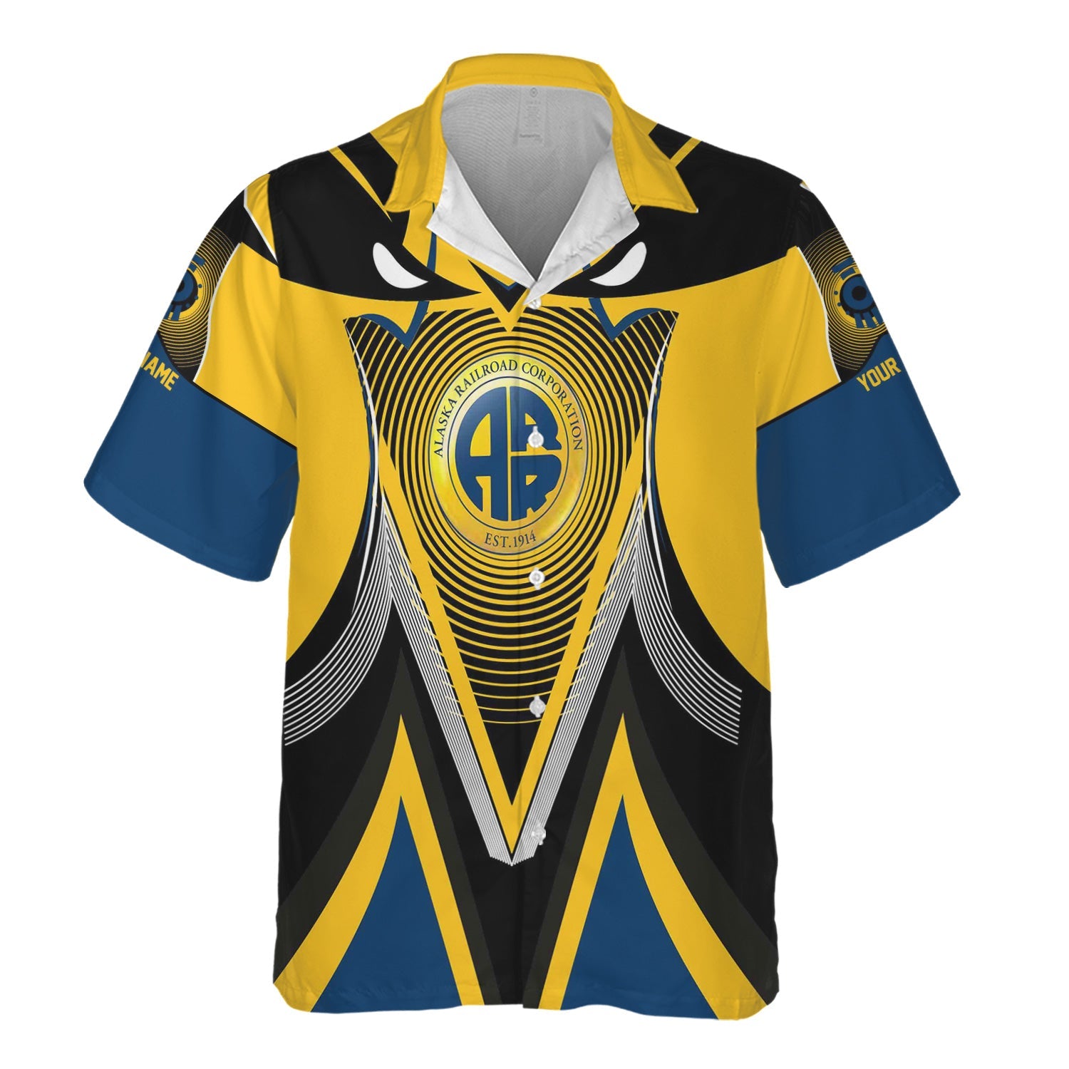 Railspirit Personalized Alaska Railroad Hawaiian Shirt Vibrant Graphic Pattern Shirt For Train Enthusiasts